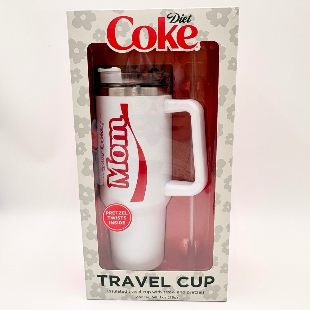 Diet Coke Mom Mother's Day Gift Travel Cup Insulated Tumbler Straw Pretzels Set
